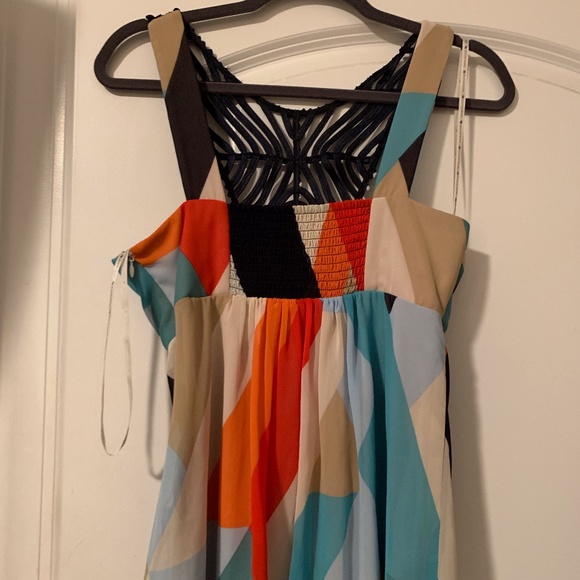 Boston Proper V Braided Neckline MultiColorful Top - Picture 4 of 6